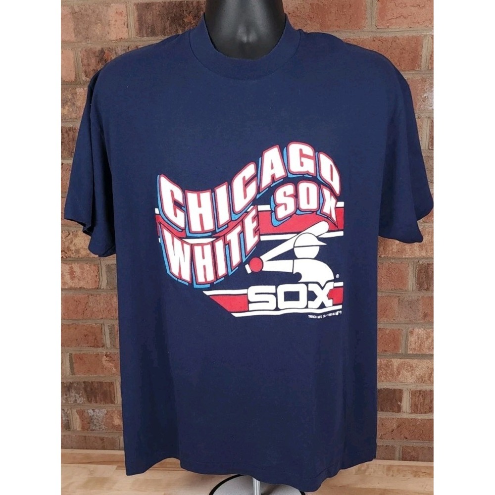 Trench 1990 Chicago White Sox XL Short Sleeve T-Shirt Blue Single Stitch VTG